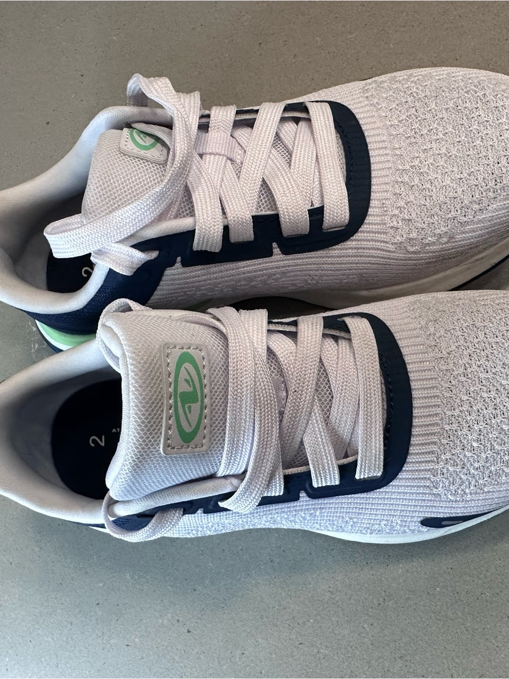 Athletic Works Kids Knit Sneakers in White with Navy and Green Accents